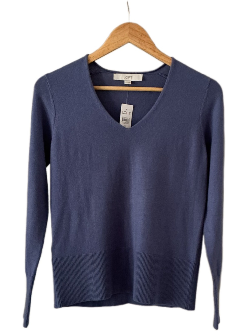 LOFT V-Neck Sweater in Slate Blue